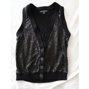 Express Black Sequin Sweater Vest